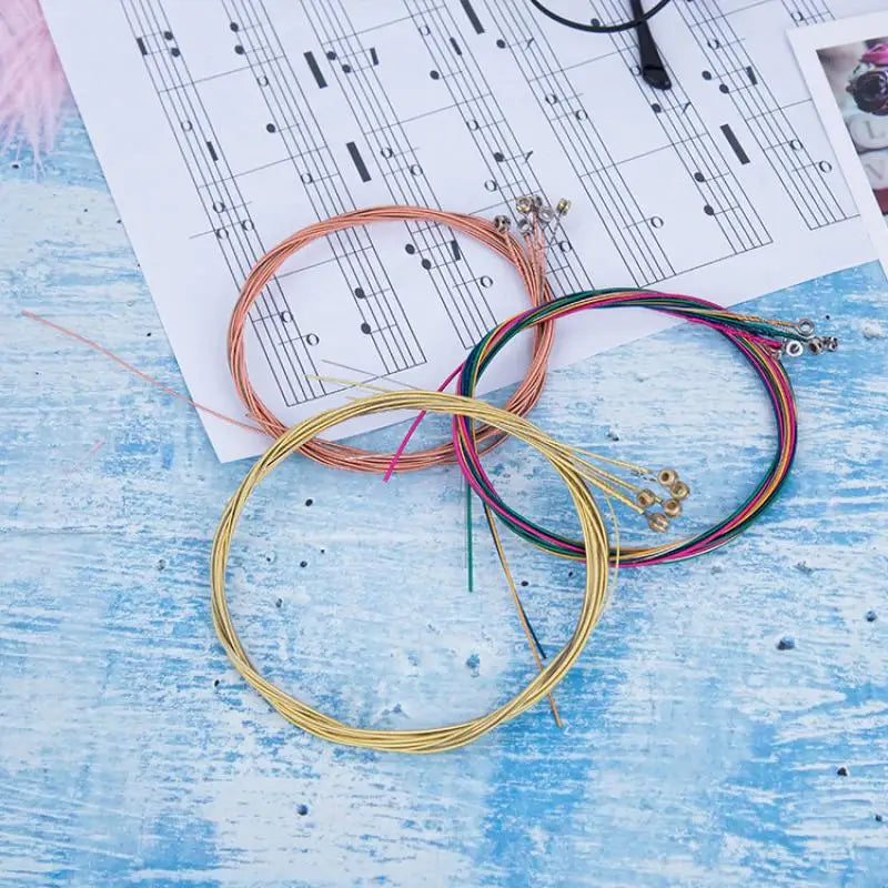 New Colorful Folk Guitar String Replacement Parts Acoustic Guitar Copper Core Strings Kit Musical Instrument Accessories