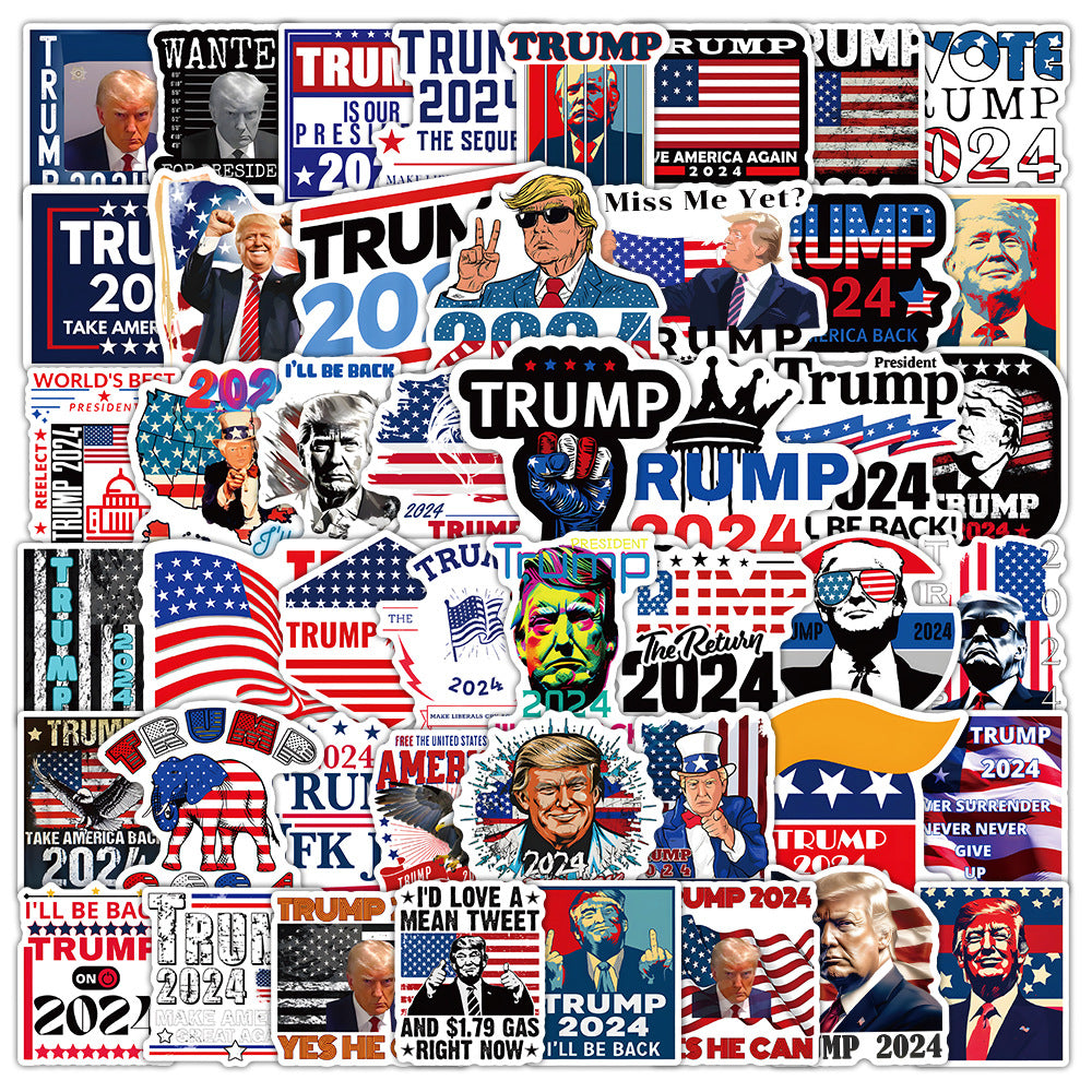 100 Pack Trump 2024 Presidential Election Stickers - Funny Decals for Walls, Laptops, Luggage, Fridge, Suitcases, Cars