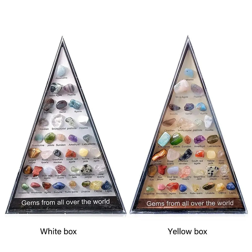36PCS 1 Box Mineral Specimens Gems From All Over The World Healing Crystal Quartz Samples Gift Geography Teaching Decoration
