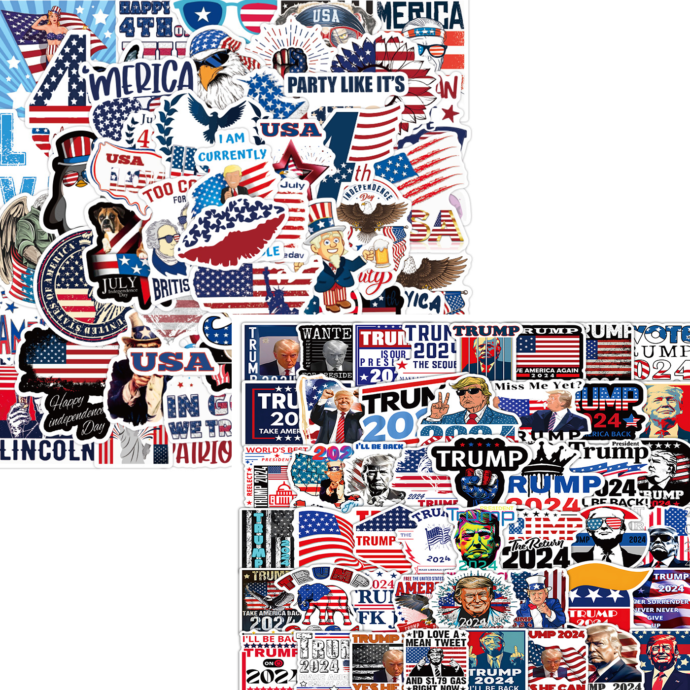 100 Pack Trump 2024 Presidential Election Stickers - Funny Decals for Walls, Laptops, Luggage, Fridge, Suitcases, Cars